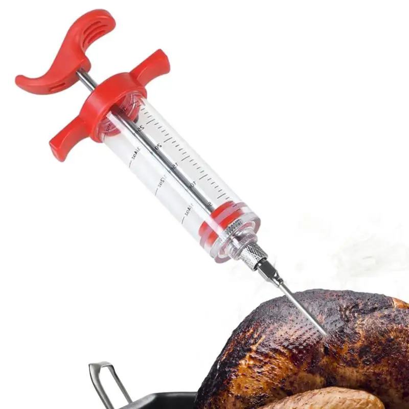MarinadeInjectorTurkeySyringeWithStainlessSteelMeatNeedleMeat