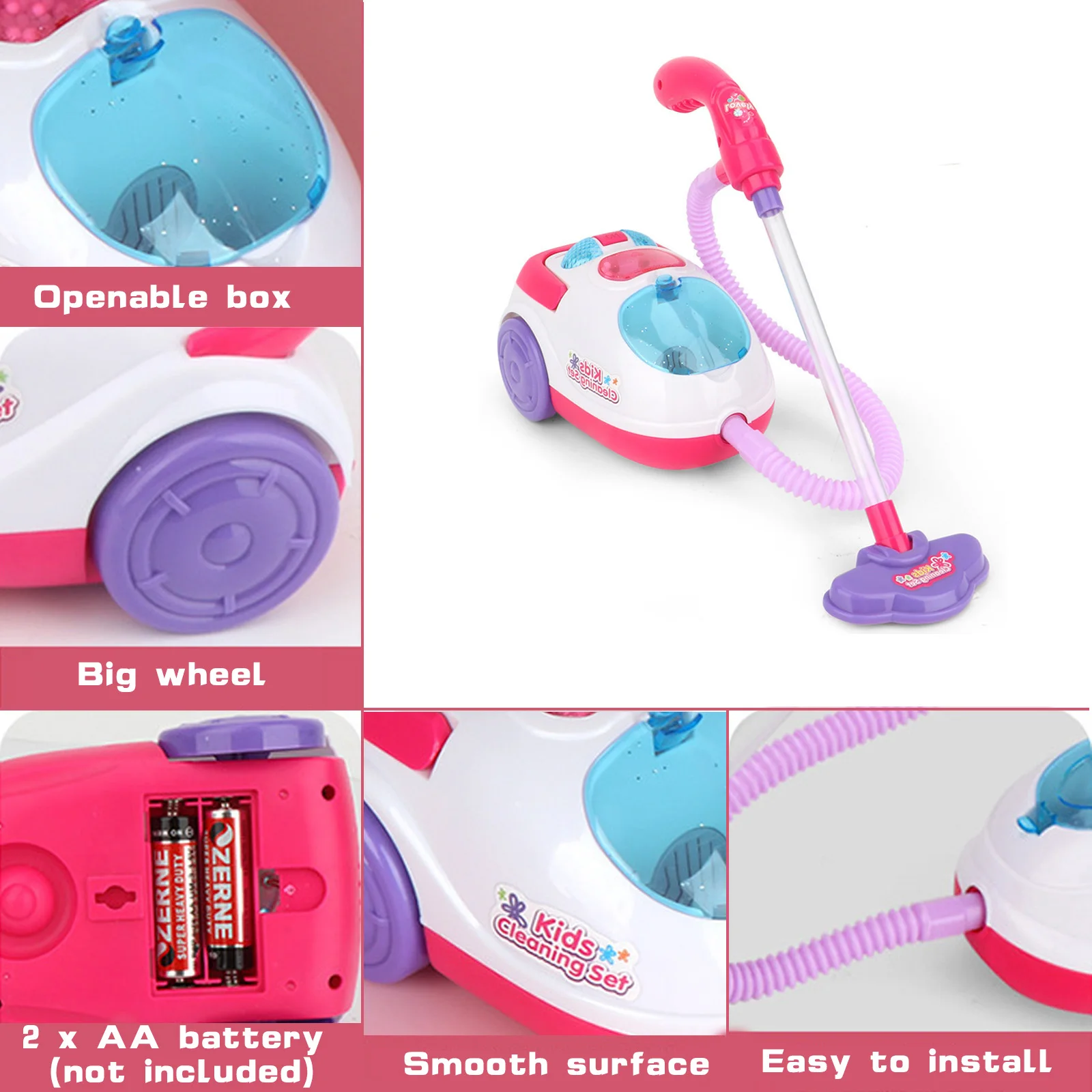 Children Simulation Vacuum Cleaner Toy with Sound Light Pretend Role Play Games Toys Playset Best Gifts for Kids Boys Girls 4