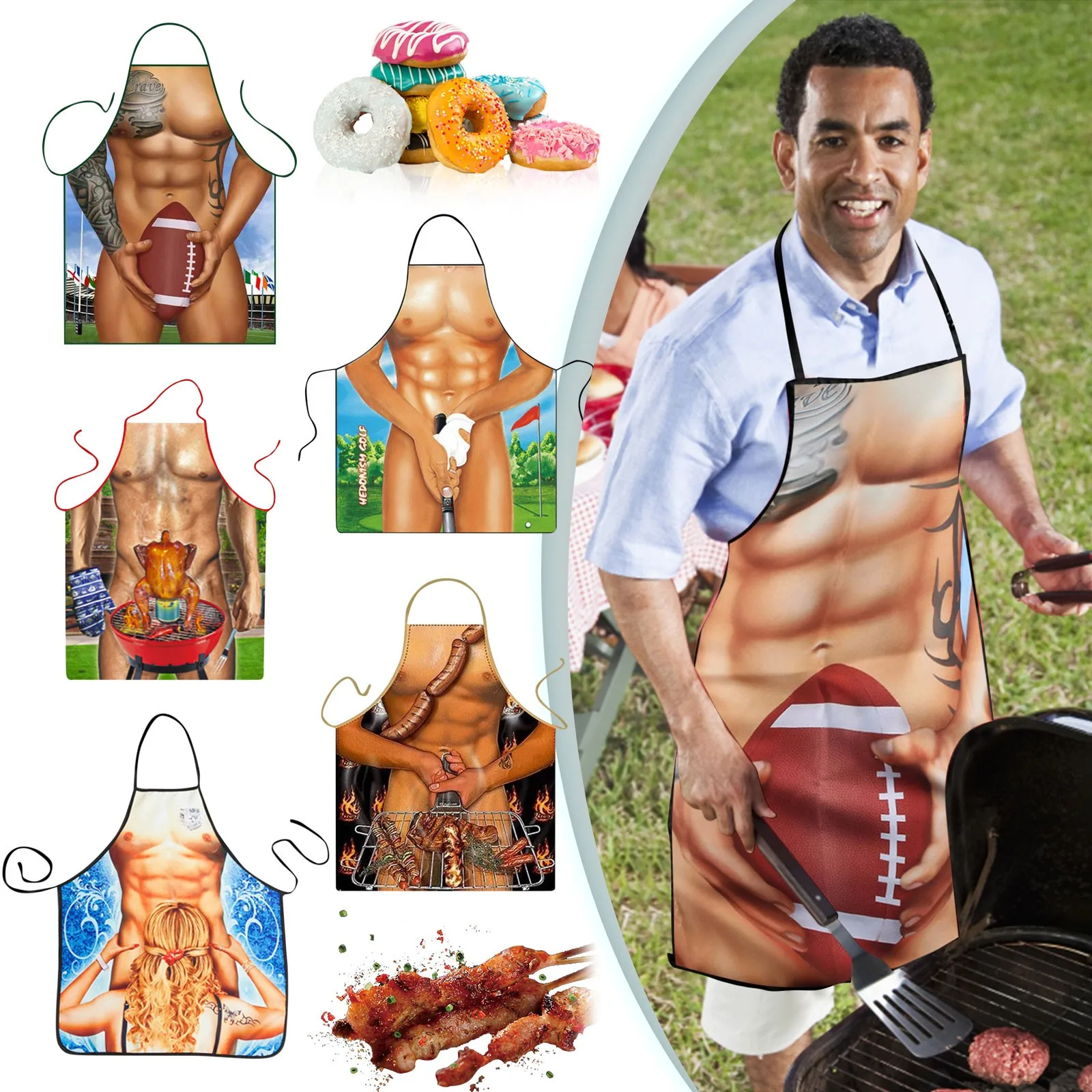 Sexy Fitness Guru body builder gym man aprons for men gag gifts Made in  Italy