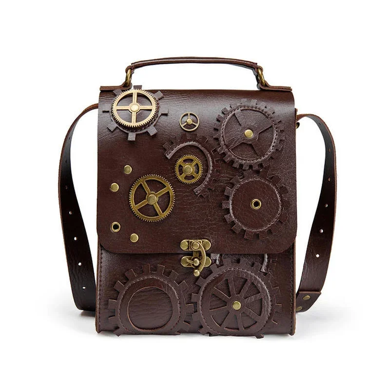 

Steam Punk Leather Bags Retro Women Shoulder Bag Neutral Backpack Three Ways Wear Messenger Bag Designer Vintage Crossbody Bags