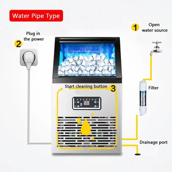 SK-60FF Ice Maker 60kg Commercial Household for Bar Coffee Milk Tea Shop Electric Ice Cube Maker Machine Freezing Home Appliance