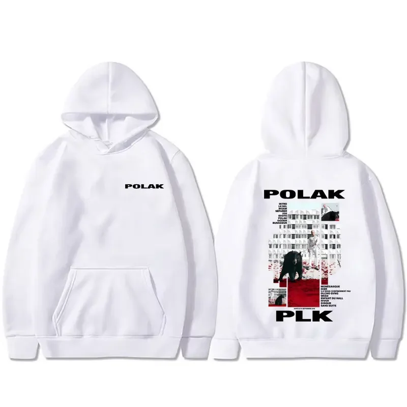 가을 랩퍼 Plk Polak 패턴 후드 레트로 캐주얼 후드 남성과 여성의 힙합 패션 팝 음악 후드 티셔츠