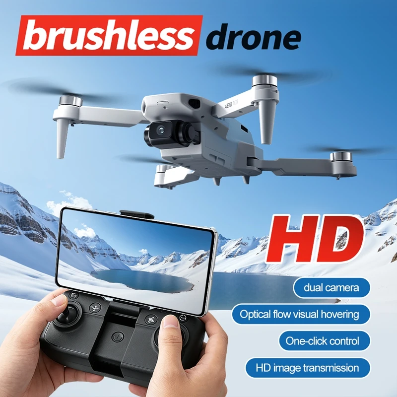 Drone AERI 100 VR plié avec caméra 8K et télécommande, prêt pour le vol