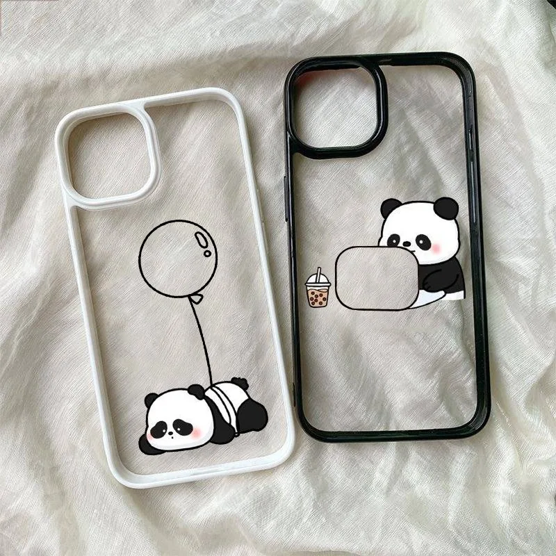 Adorable Panda Couple Shockproof Phone Case - Soft Bumper Cover