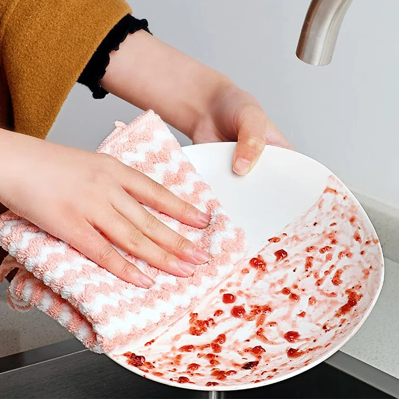 Kitchen Cleaning Rag Coral Fleece Dishcloth Super Absorbent Scouring Pad Dry Microfiber Cloth Wet Daily Dish Towel kitchen towel microfiber dish cloths cleaning cloth microfiber towel microfiber wash towel scrub pads dish cleaning cloth microfiber dish cloth dish cloth towel cleaning cloth 15/10/5/1 PCS