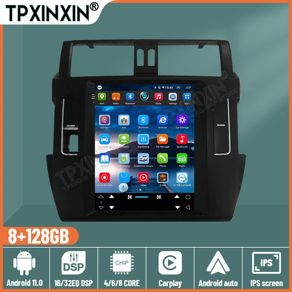 

For Toyota Prado 150 2013-2017 Android 11 Car Radio Tape Recorder Navigation Tesla Style Screen Stereo Auto Multimedia DVD Play