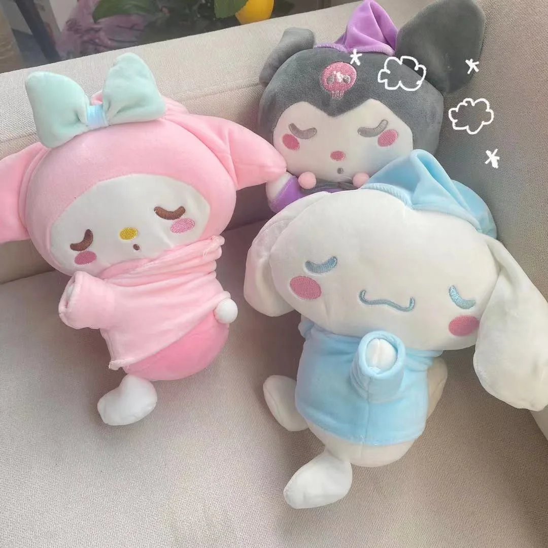 

Cartoon Sanrio Kawaii Plush Pillow Sleeping Kt Cat Cinnamoroll My Melody Pompom Purin Kuromi Soft Stuffed Doll Kid Toy Girl Gift