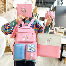 

Student schoolbag female new Korean version of Harajuku college style small fresh canvas backpack bookbag bag school kawaii