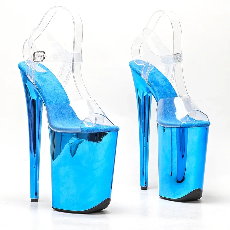 Leecabe 23CM/9inches PVC upper  plating Platform Sexy  High Heels Sandals Pole Dance shoes 3