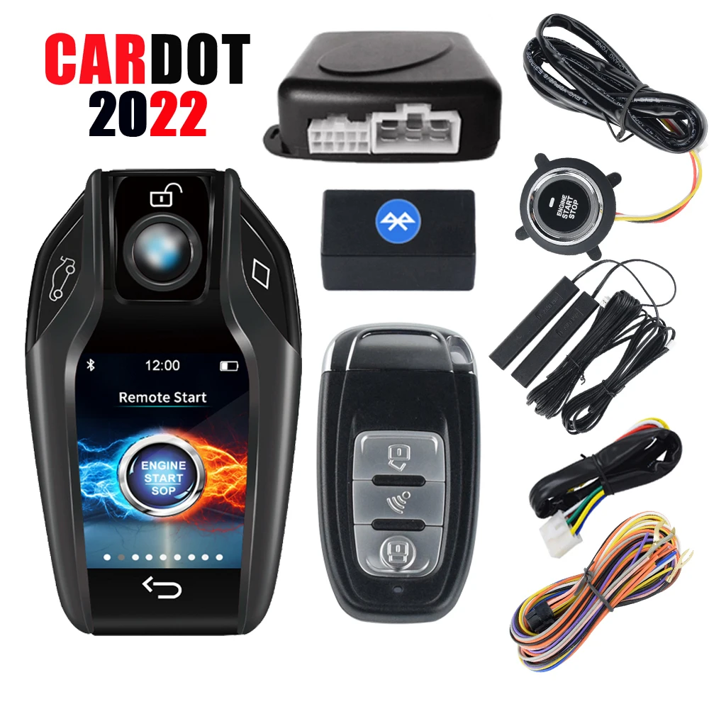 Cardot Free Shipping Remote Start Push Button Start LCD Smart Key Fob Remote Auto Central Lock Car Alarm For Russian Brazil Cars glow plugs Spark Plugs & Ignition Systems