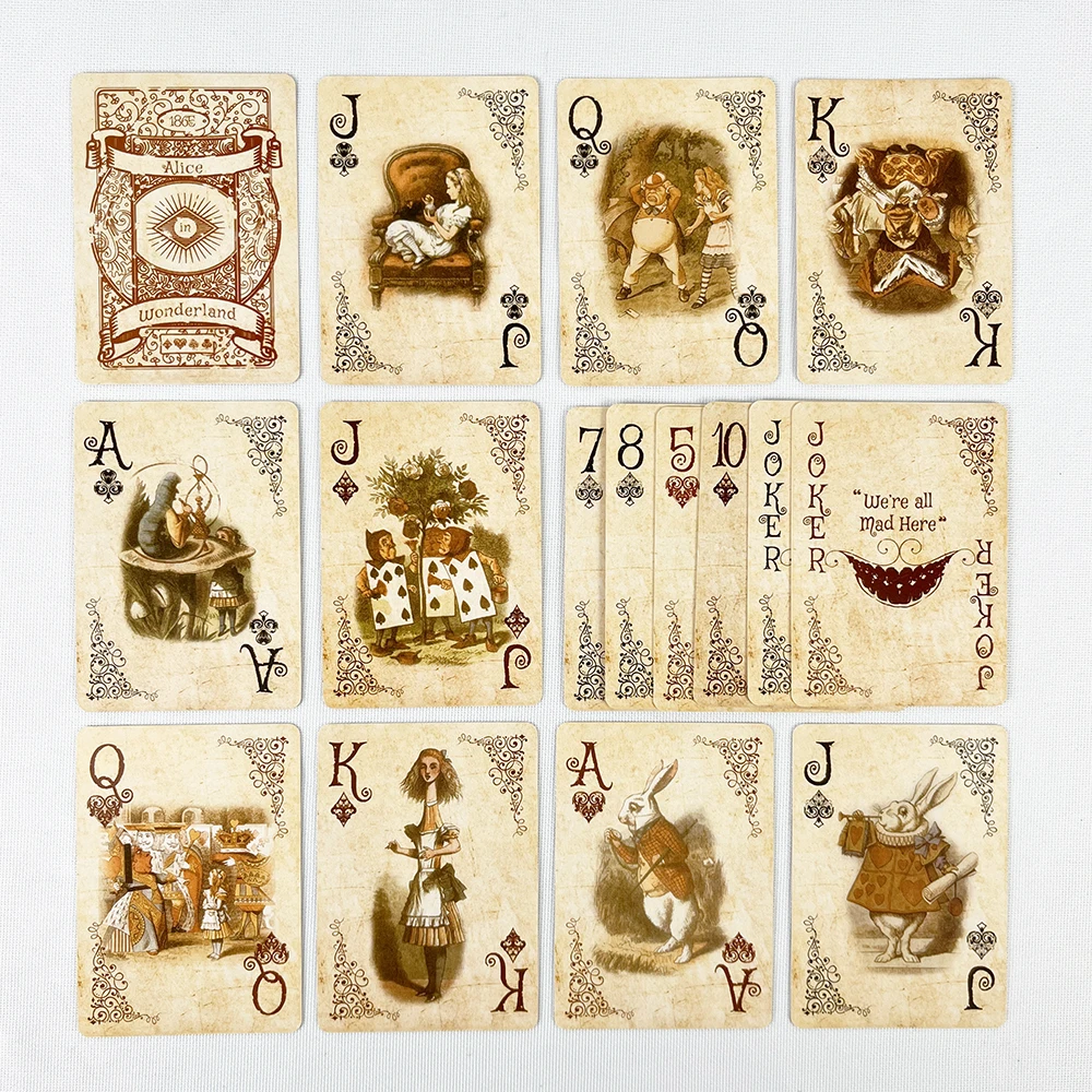 63x88mm Vintage Paper Poker Cards Alice In Wonderland Series Playing Cards Classical Style Playing Card Game Party