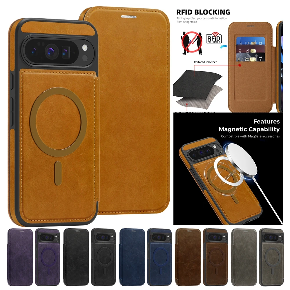 Luxury Magnetic Flip Leather Wallet Phone Case with Card Slot Holder