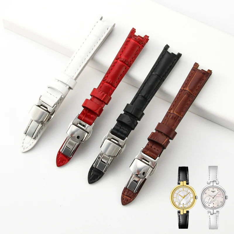 Cinturino Per Orologio In Pelle Con Motivo In Bambù Per Tissot 1853 Flamenco Trend Series T094 Notch Original Female 12Mm Watchband