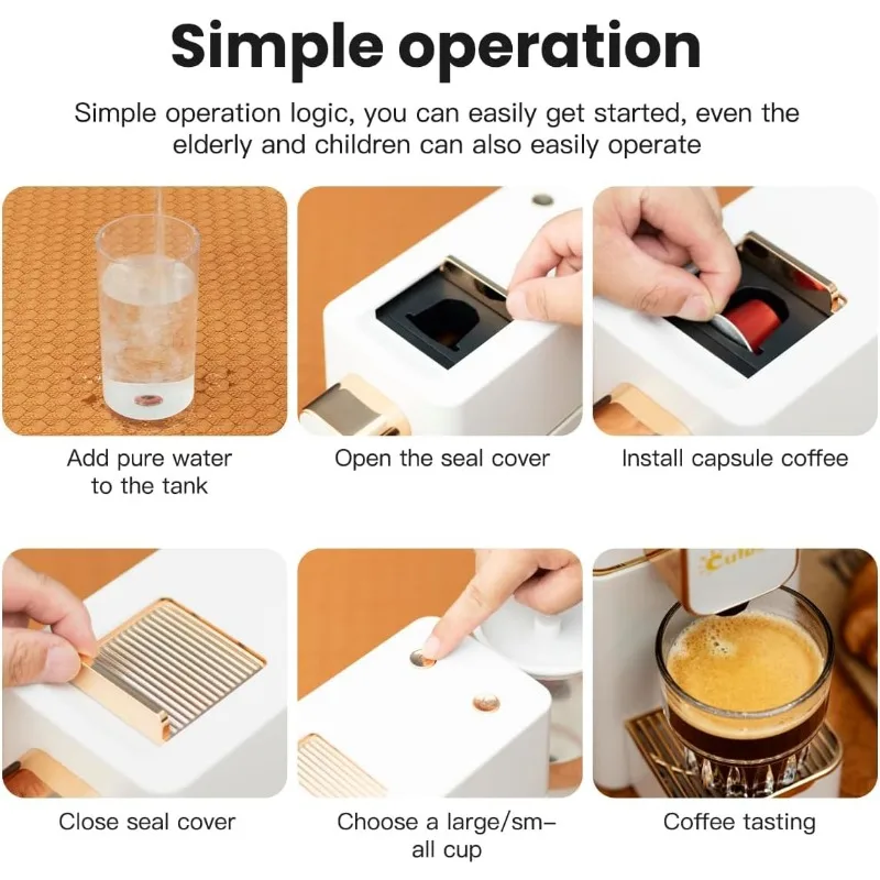 Cutesun Espresso Machine for Coffee Capsules Compatible with Nespresso OriginalLine Machine, Espresso Maker, White 6
