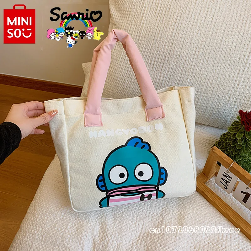 MINISO 2024 New Women's Handbag Fashionable High Quality Women's Shoulder Bag Cartoon Versatile Large Capacity Girl Shopping Bag