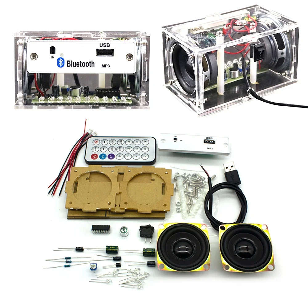 White DIY Electronic Kit Bluetooth Speaker Electronics DIY Soldering Project Kit Teaching Practice Bluetooth Stereo Speaker 1