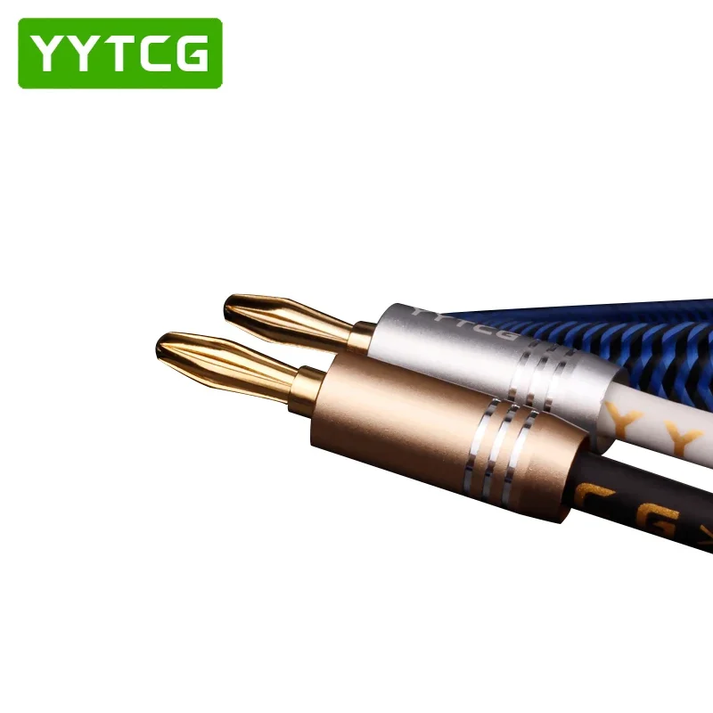 Фото YYTCG Hifi динамик кабель OCC Чистая медь 6n Occ аудио динамик провод с позолоченным банановым штекером №2