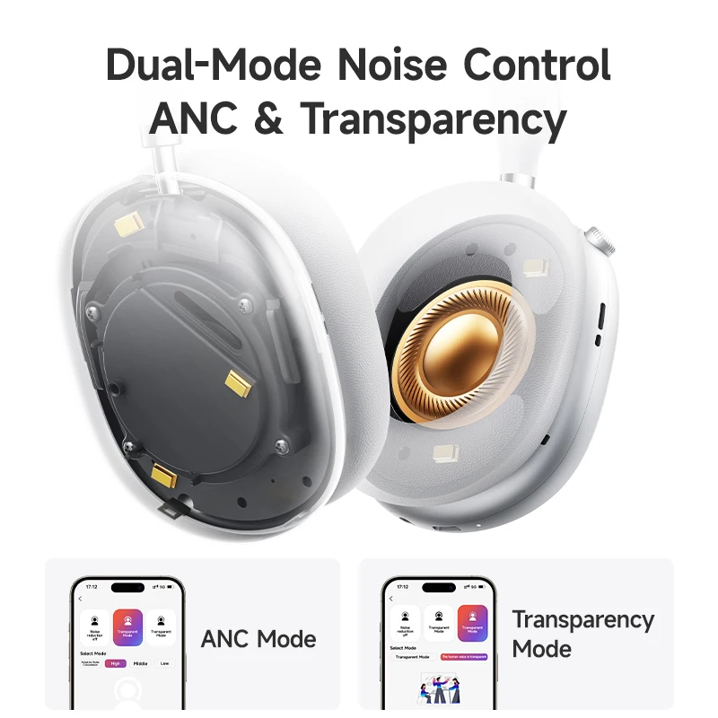 Picun F8S ANC سماعات رأس لاسلكية ثلاثية الأبعاد تت...