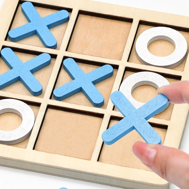 Board Game Toy Noughts And Crosses Wooden Board Puzzle
