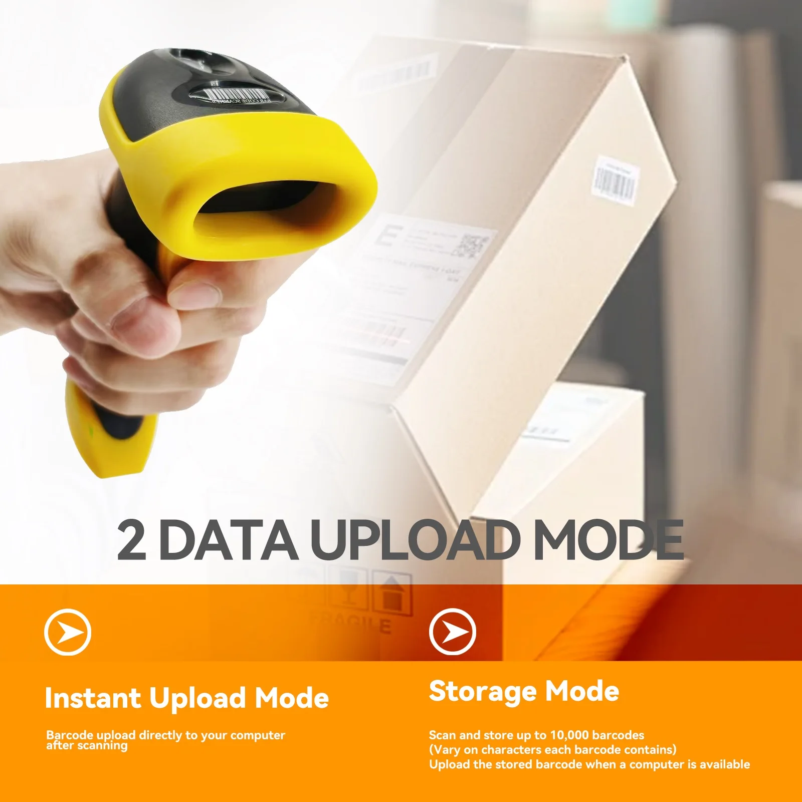 New Wireless 1D 2D Barcode Scanner Wired Wireless Bluetooth QR Bar Code Reader Omni-directional Scanning For Supermarket Logisti