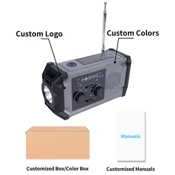 200mAh Emergency Solar Power Radio with Hand Crank Charging AM/FM Multi-Band LED Flashlight & Power Bank Functionality 6
