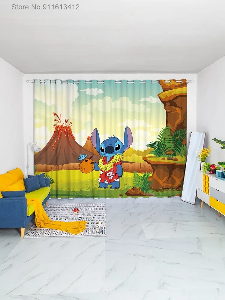 Stitch Cartoon Wall Stickers Children's Bedroom Wall Stickers Graffiti  Self-Adhesive PVC Glass Cabinet Stickers Home