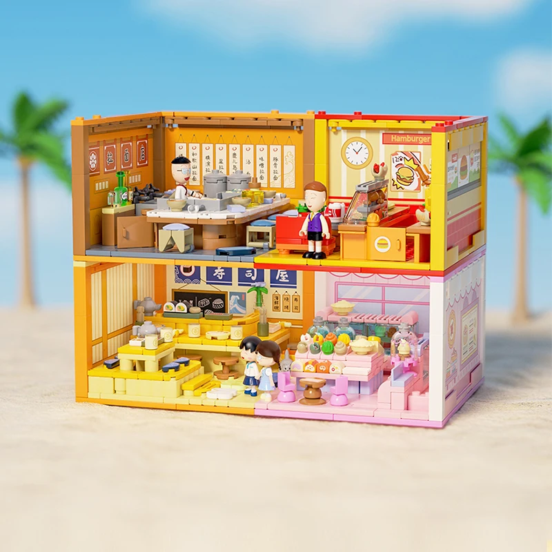 Weekit Chibi Maruko-chan sushi bar Building Blocks Set Street View