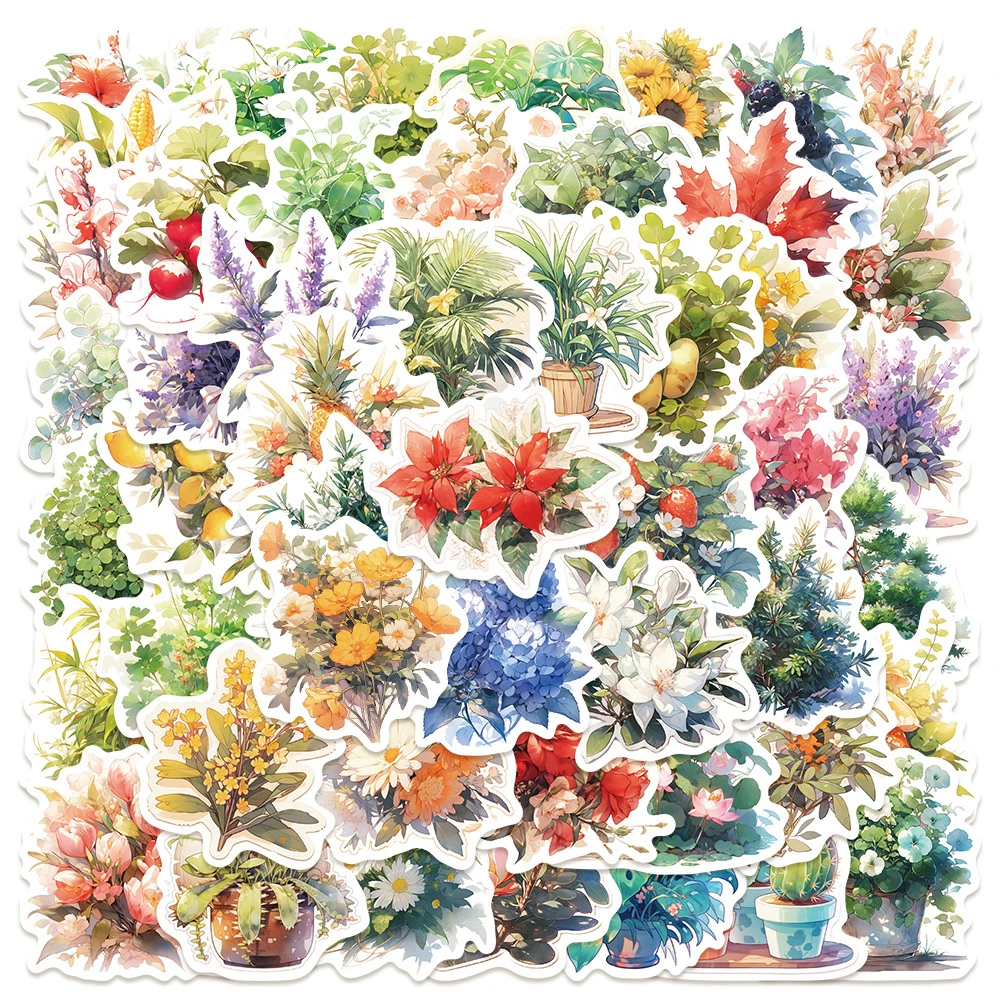 

10/30/50pcs Kawaii Plant Flower Graffiti Stickers Kids Toys Fridge Laptop Scrapbook Phone Suitcase Cartoon Decoration Sticker