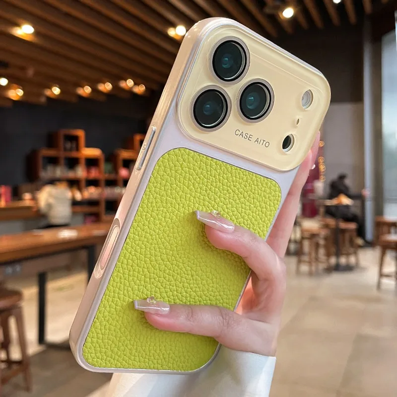 Luxury Litchi Leather Shockproof Armor Bumper Case with Glass Window Cover
