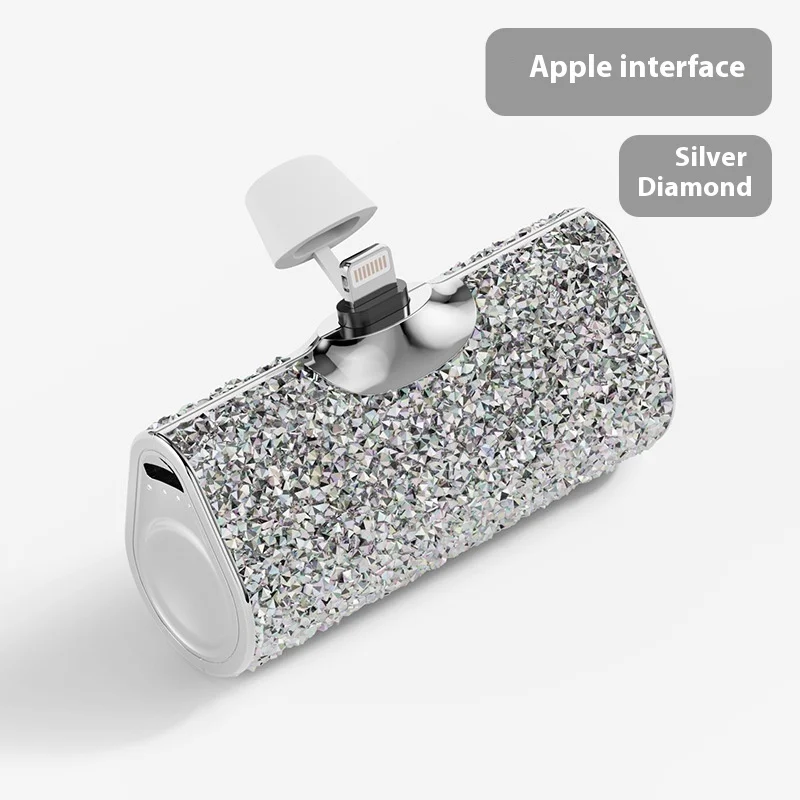 Xilecaly Diamond Portable Charger Power Bank For iPhone 16 15 14 Pro MAX Xiaomi Samsung Oneplus Mini Pocket Power Bank 5000mAh 6