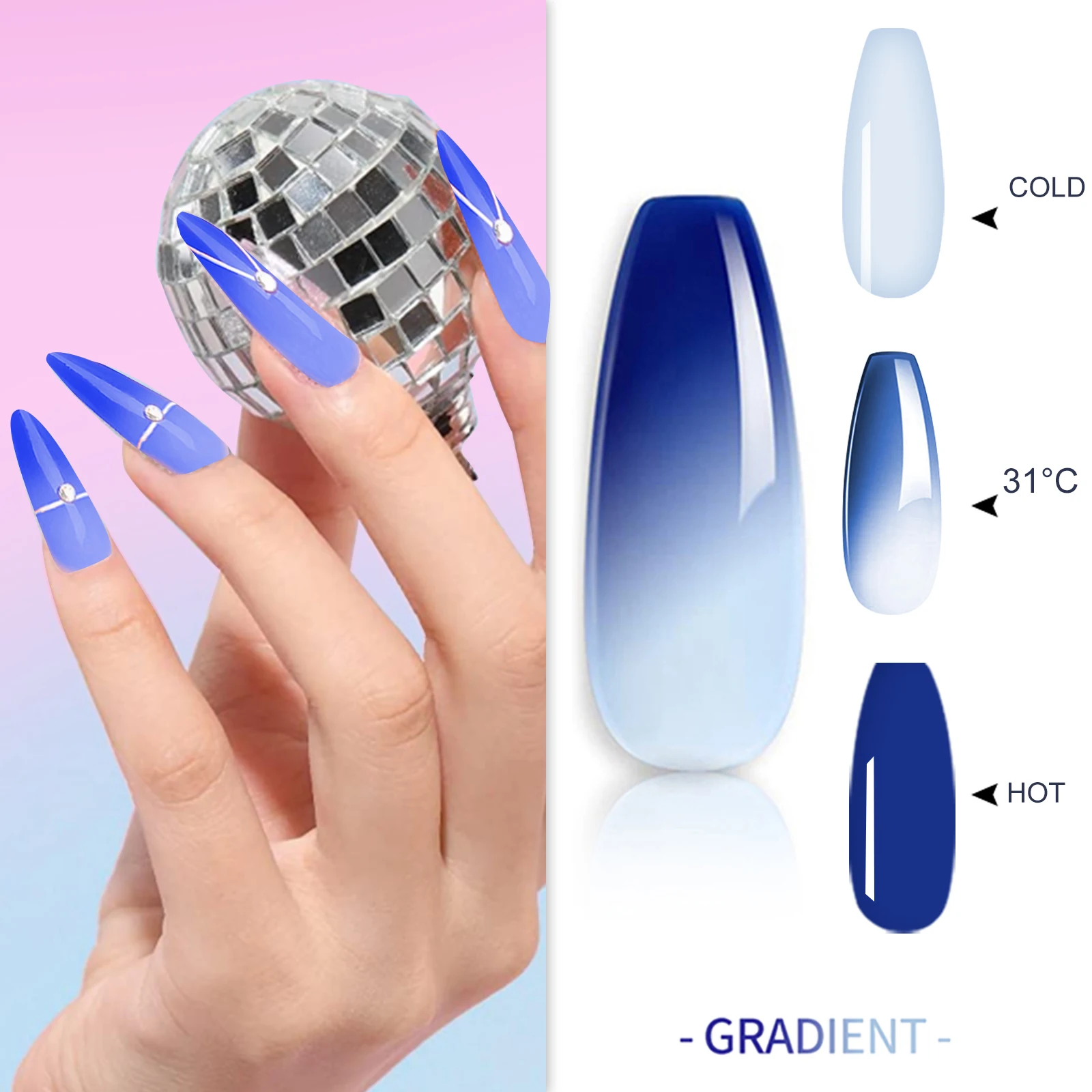 Finer Sequins Holographic Dip Powder Temperature Color Changing Shine Glitter Dipping Nails Pigment No UV Light Needed