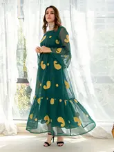 

Ramadan Eid Mubarak Green Abaya Dubai Turkey Islam Muslim Arabic Long Dress Kaftans African Dresses For Women Robe Femme Longue