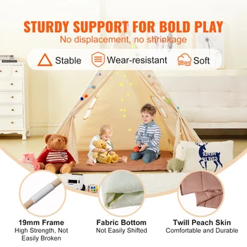 VEVOR Kids Play Tent Teepee Tent for Kids 1-5 Years Old Tent for Kids with Windows for Indoor and Outdoor Toddler Tent 3