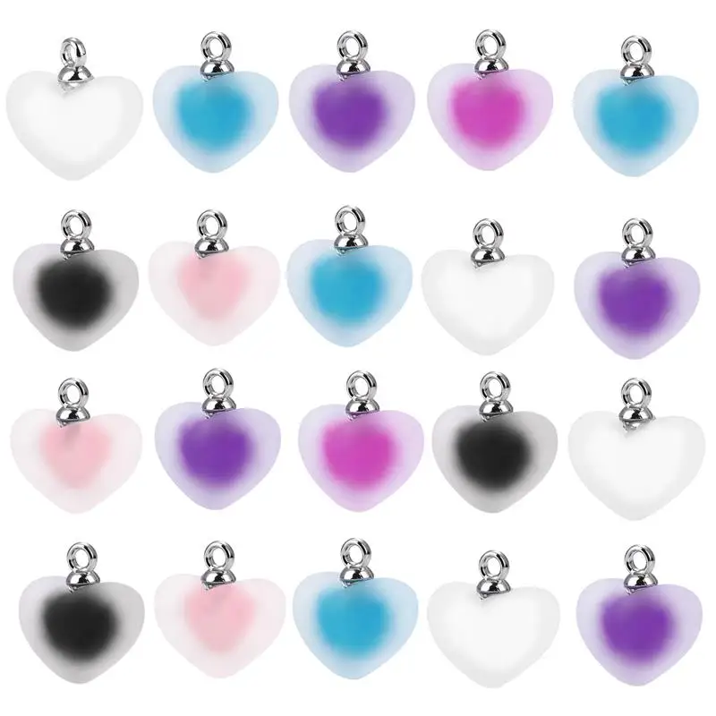 

10 шт./партия, матовые подвески в виде сердца, многоцветные подвески в виде сердца, DIY серьги, ожерелье, браслет, аксессуары для изготовления ювелирных изделий