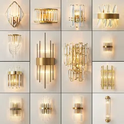 Modern Gold Crystal Wall Lights Bedside for Bedroom Living Room Home Decoration LED Sconce Bathroom Indoor Wall Lamp Fixtures