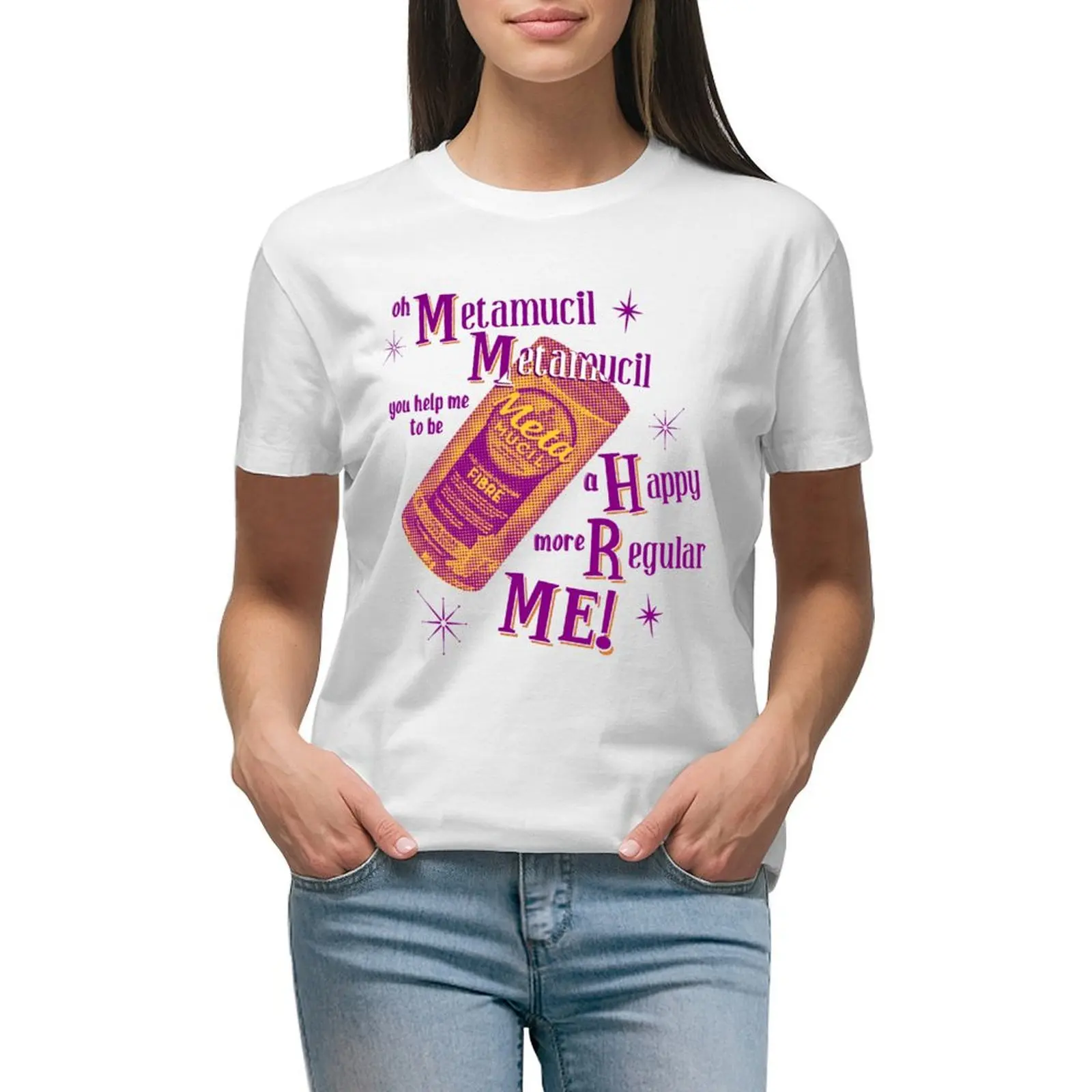 Metamucil Jingle Vintage T-Shirt Hippie Vestiti Femminili Magliette Oversize Per Le Donne