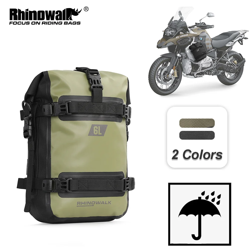 Rhinowalk Motorcycle Crash Bar Dry Bag 100%Waterproof Motor Bumper Bag 6L Large Capacity Outdoor Pannier Tank Side Tool Pack