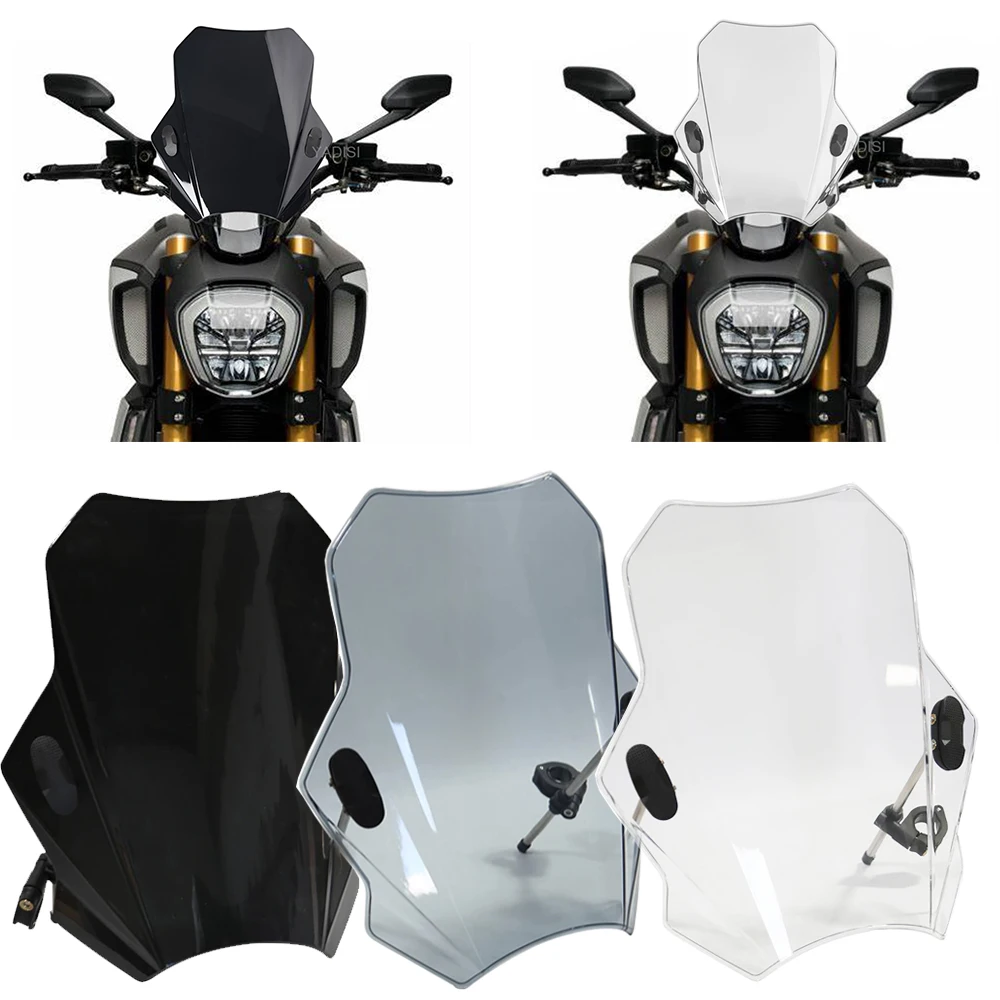 For DUCATI DIAVEL 1260 1260S 2019 -2022 Universal Motorcycle Windshield Glass Cover Screen Deflector Motorcycle Accessories 2019 linbei 2l industrial plug flow glass reactor