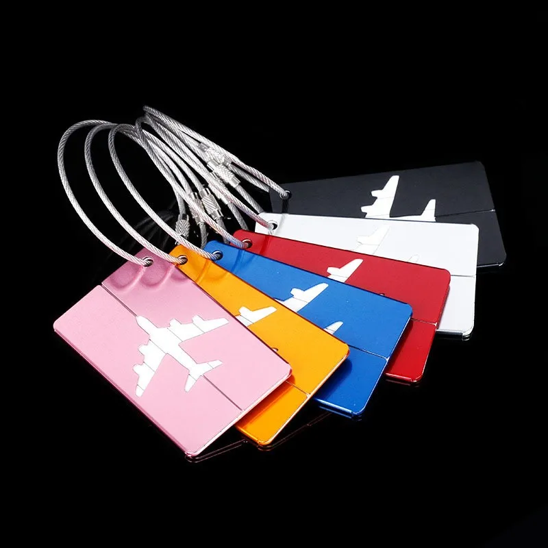 Women Simple Metal Luggage Tags Men Suitcase Dentifier Name Label Tag Holiday Airplane Travel  Accessories Aluminium Alloy