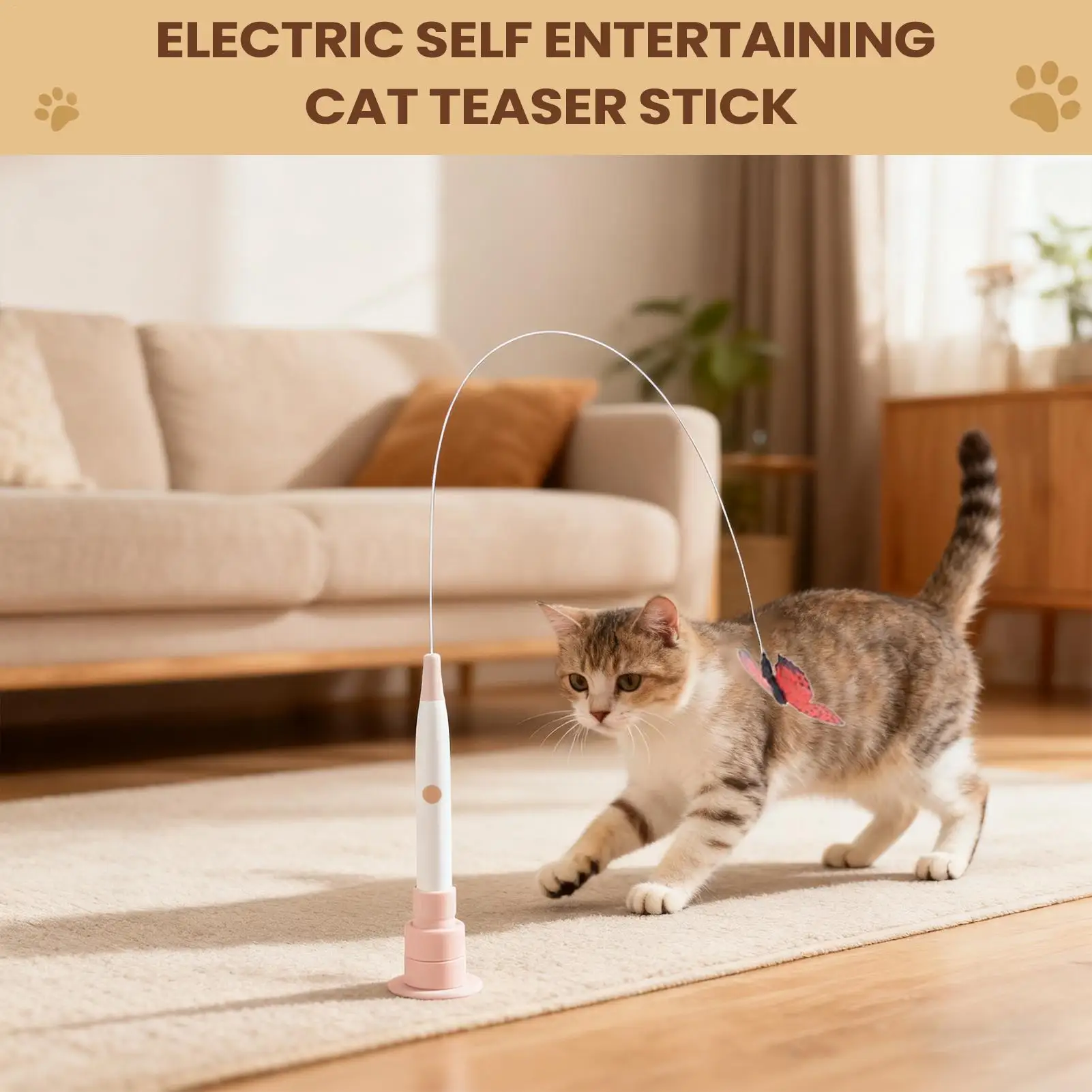 Interactive Toys For Cats Automatic Detachable Pet Teaser Stick Electric Cats Teaser Wand Toys For Small Medium Large Kitten
