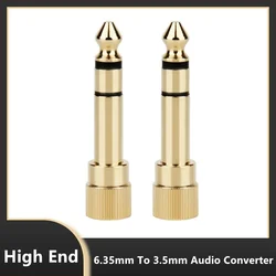 Premium 6.35 mm to 3.5 mm Audio Converter Adapter - Headphone & Amplifier Plug Connector (Gold 10pcs)