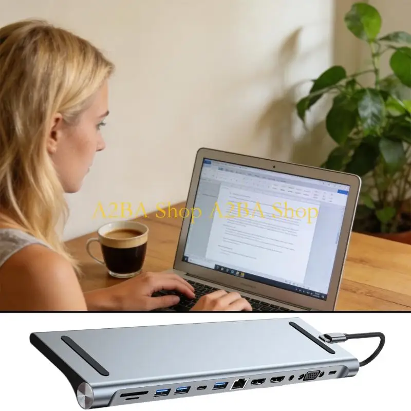 A2BA USB C 도킹 스테이션 4K 30Hz HDTV 멀티포트 어댑터 도킹 스테이션 USB3.0 USB2.0