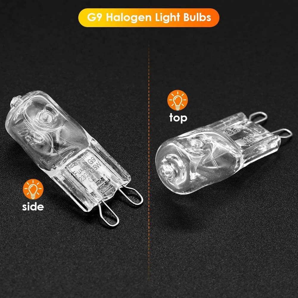 20Pcs G9 Halogen Light Bulbs,40W Clear Halogen Lamps Dimmable,Warm White 2800K for Chandeliers,Pendants,Landscape Lights 5