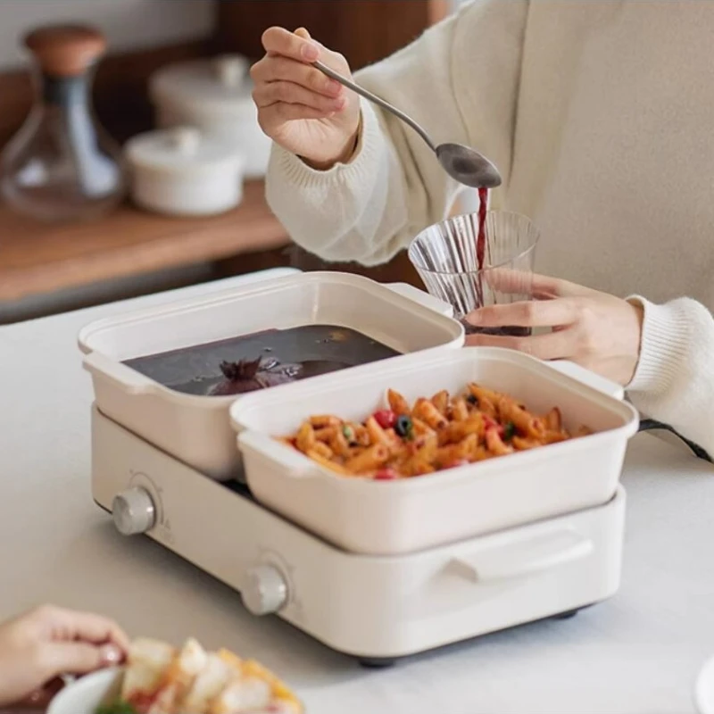 220V Multifunctional Cooking Pot Household Grill Shabu Shabu All-in-one Pot Double Flavour Electric Hotpot Electric Hot Pot 5