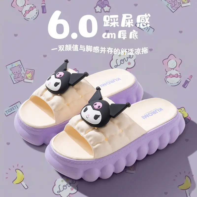 

Girl Heart Kuromi Slippers Kawaii Sanrioed Anime My Melody Thick Sole Female Shoes Summer Sweet Cute Cartoon Sandal Gift for Kid