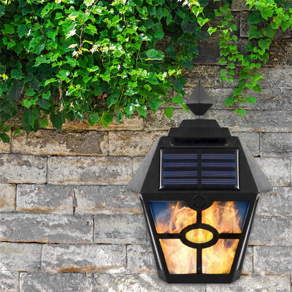 1pcs solar light fence light ip65 outdoor solar lamp for garden decoration gate fence wall courtyard cottage solar lamp Solar Wall Light Flame Lamp LED Light Control Waterproof Pane Courtyard Fence Garden Landscape Outdoor Wall Light for Home