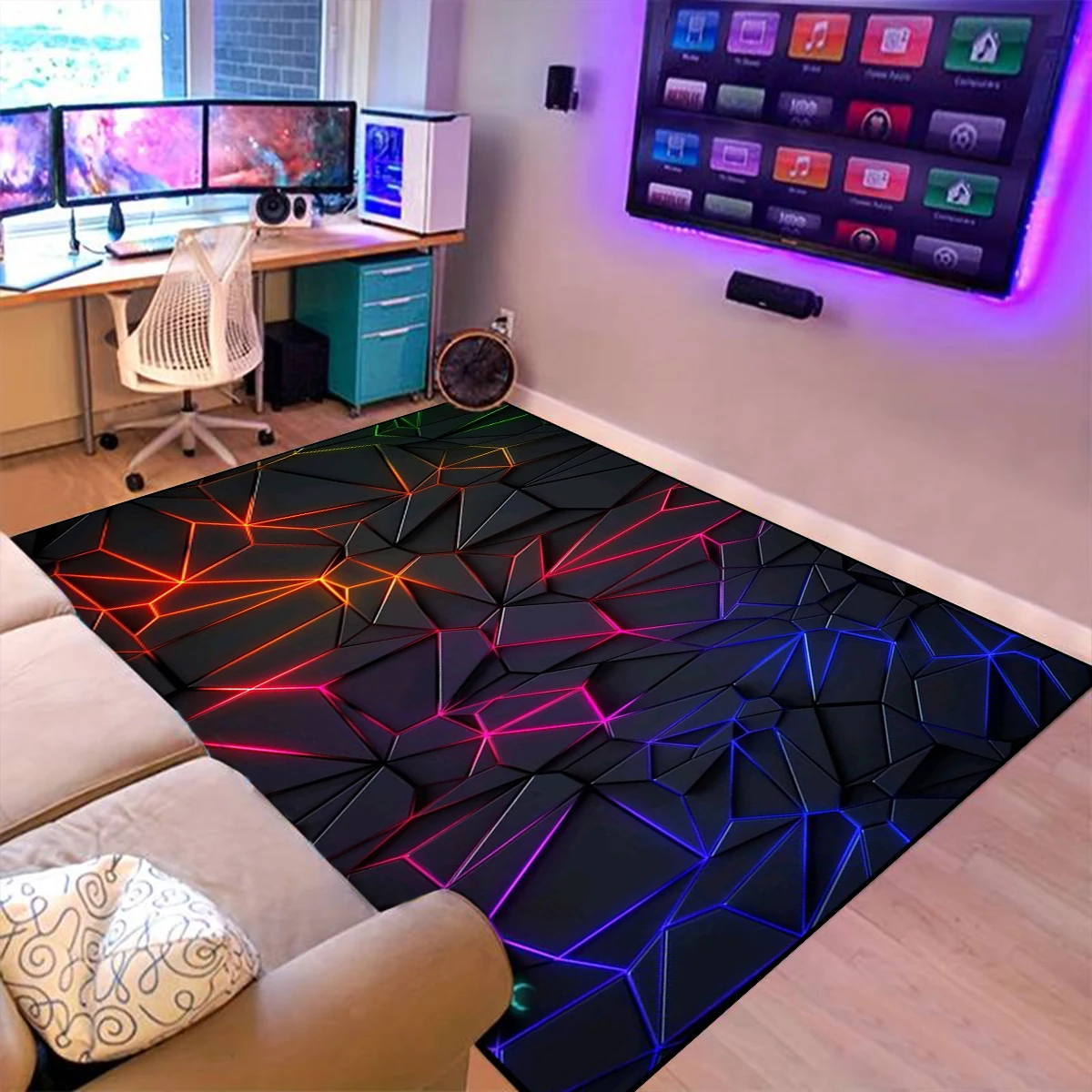 Gaming Mats Bedroom Rug Gamer Carpet Non-slip Wear-resistant Living Room Floor Mat American Laser Light Large Size Study Rug 양탄자 3