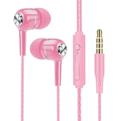 HiFi Stereo In - Ear Headphones with Microphone and Enhanced Bass (Pink)