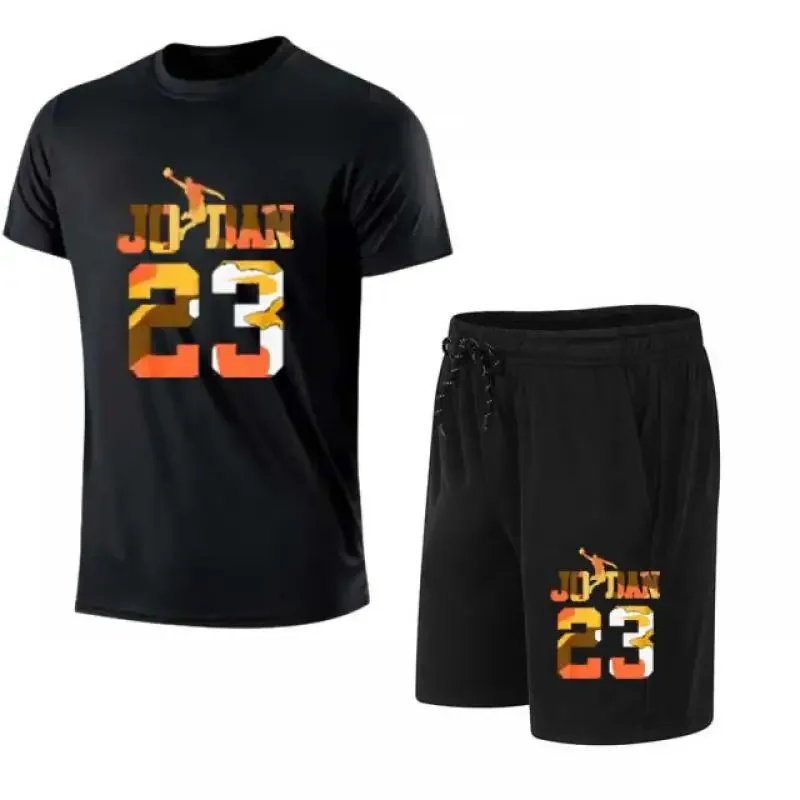 

Мужская футболка и шорты, летний популярный мужской спортивный комплект с принтом, модная футболка с коротким рукавом, Мужской комплект для бега, 2024