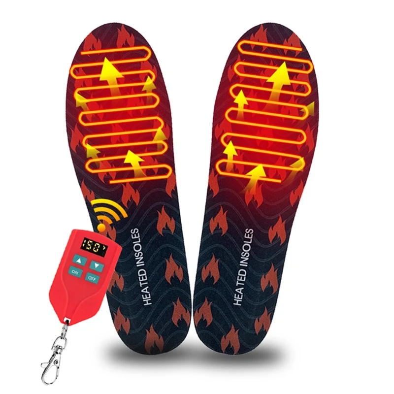 Adjusted Temperature Wireless Foot Warm Electric Heated Insoles Wireless Rechargeable Shoe Pad for Walking Camping